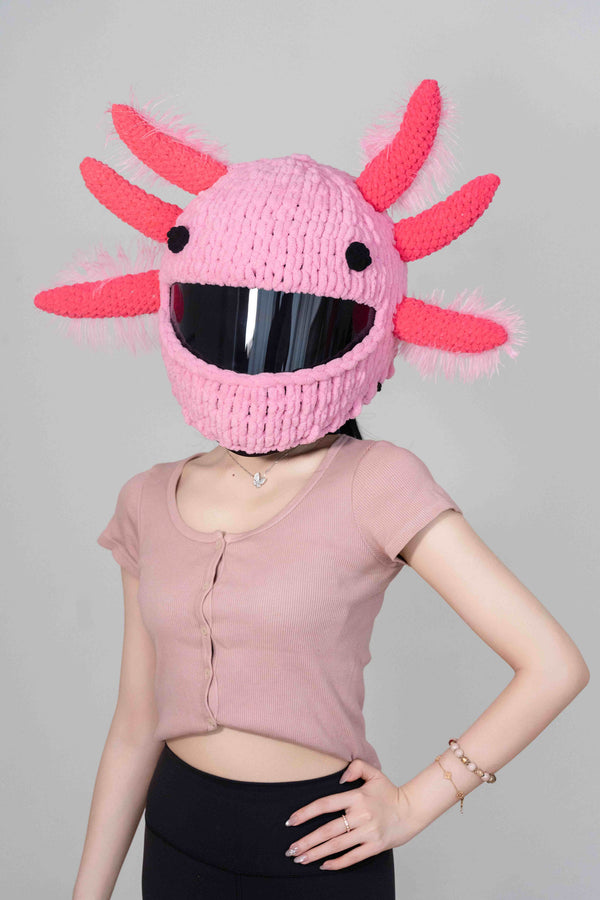 Pink Axolotl Helmet Cover