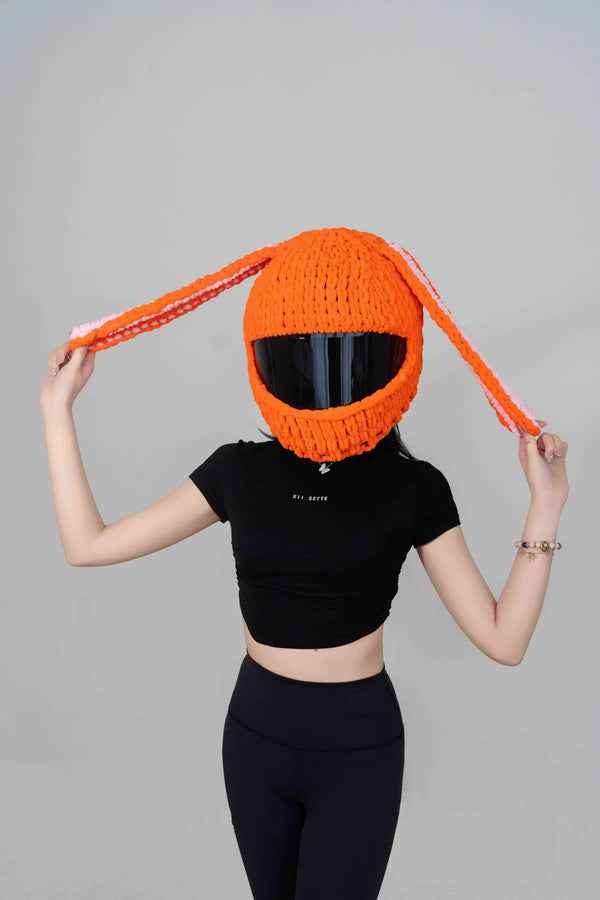 Orange Bunny Helmet Cover
